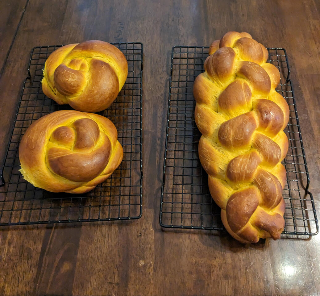 Homemade challah loaves