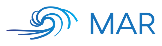 Logo with blue waves and "Mar"